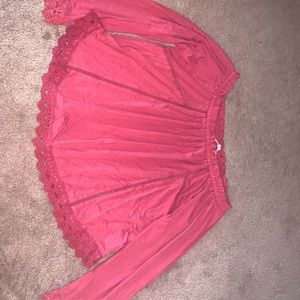 off shoulder pink top
